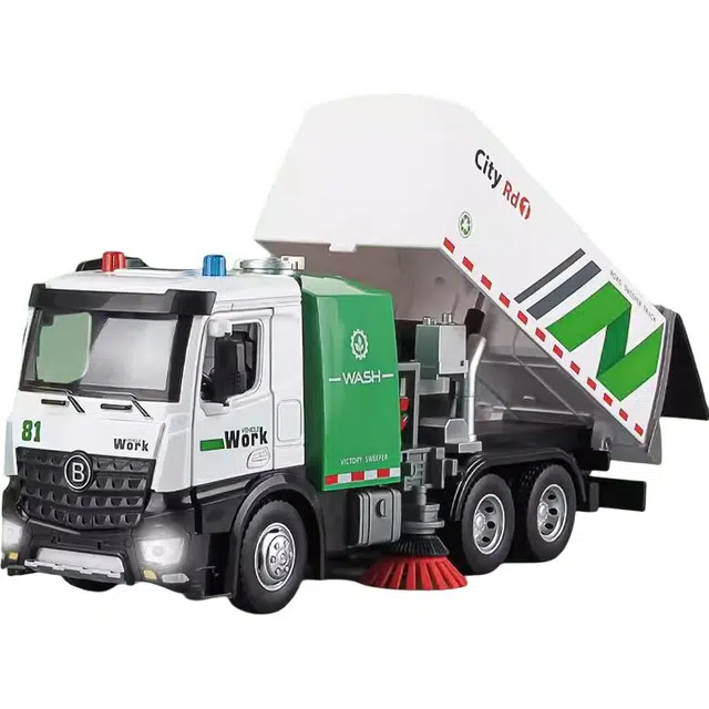 卡威 合金道路清洁车玩具 清运垃圾车环卫车 成品模型