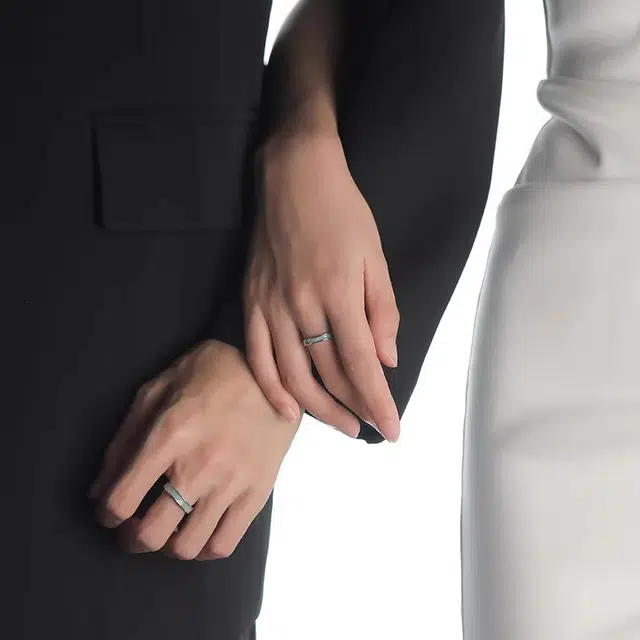 牧言 国潮复古新中式简约小众设计高级感 几何线条 合金 戒指 男女同款情侣款