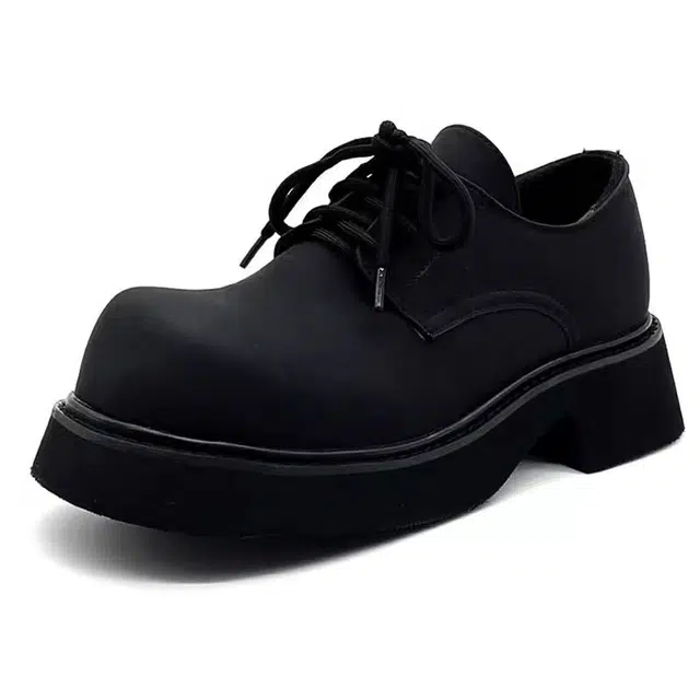 年走索 二层牛皮 厚底增高 通勤 休闲鞋 男女同款 黑色