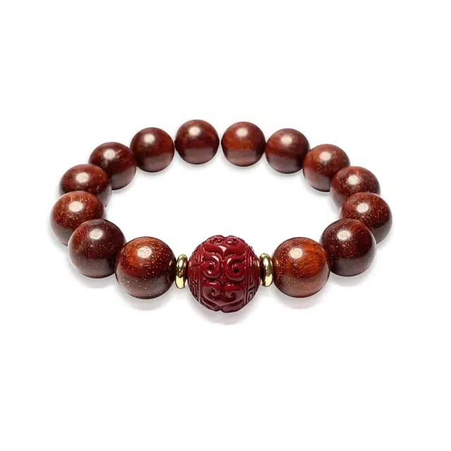 谧月珠宝 转运珠 回纹珠霸气国潮本命年招财气纳福平安复古高级 气质轻奢小众设计 紫檀 木作手串 男女同款情侣款 檀木