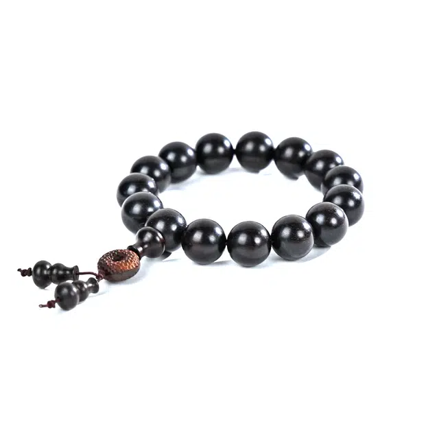 天纵 复古国潮小众设计文玩转运珠 高油高密小叶佛珠圆珠多搭配星锤纹平安扣吊坠 木作 手串 男女同款情侣款 紫檀属