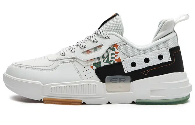 鸿星尔克 顽酷 舒适复古休闲 低帮 板鞋 男款 白绿