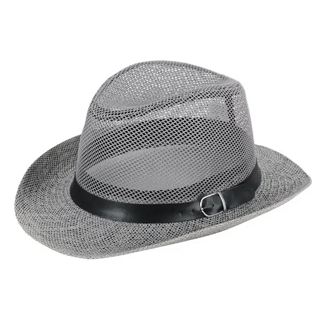 浪莎 夏季灰色时尚薄款网眼镂空透气遮阳防晒 聚酯纤维 爵士帽 男女同款情侣款