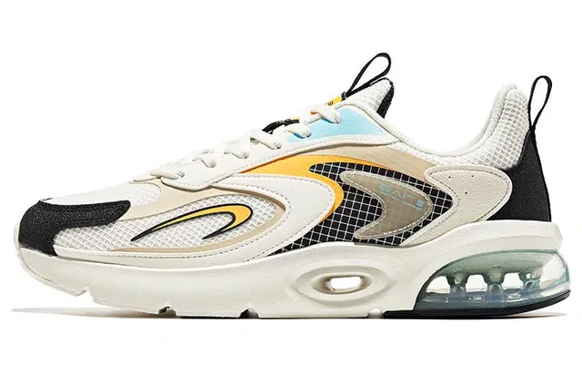 鸿星尔克 晴空 柔软舒适 防滑耐磨回弹 低帮 跑步鞋 男款 白黑