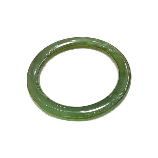 舒杰 中式简约湖水绿玉镯送女 和田玉 玉手镯  孤品 女款 青白玉