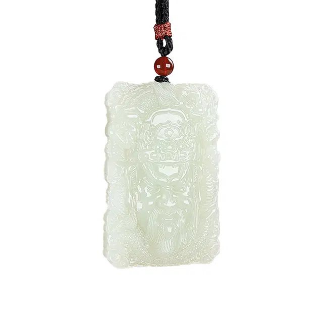 舒杰 国风守护神武财神关公牌 和田玉 项链 男女同款情侣款 白玉