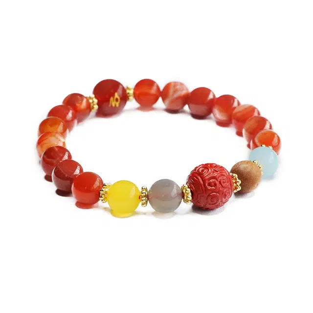 九隆古 九紫离火龙纹五行 龙年本命年转运 考试考研上岸 新中式国潮小众民族风设计 玛瑙 玉石手串 男女同款情侣款