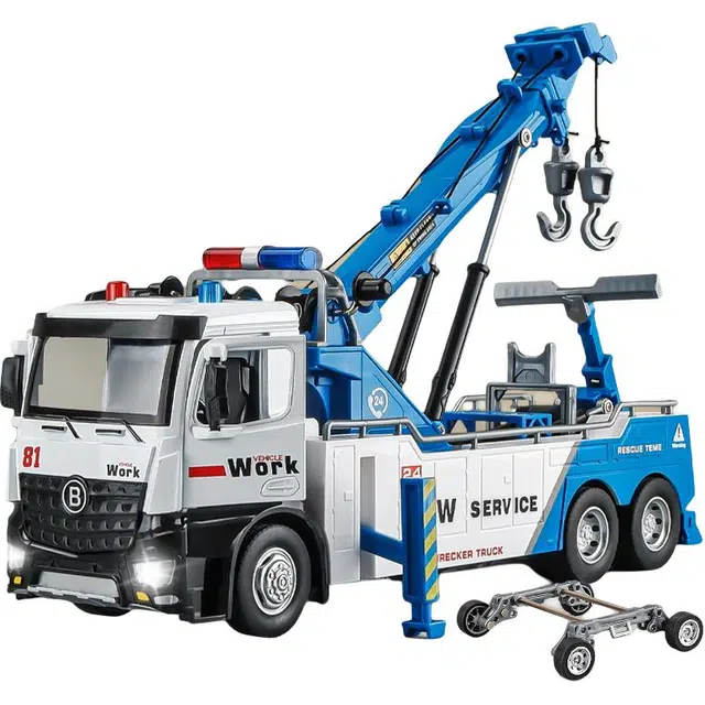 卡威 工程车吊车 合金救援车 成品模型