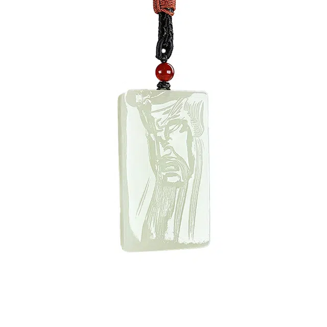 舒杰 国潮招财转运武财神关公 和田玉 玉项链 男女同款情侣款 白玉