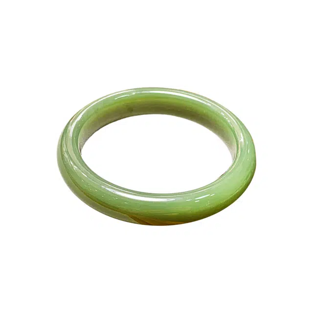 舒杰 中式素圈鸭蛋青 和田玉 孤品 玉手镯 女款 碧玉