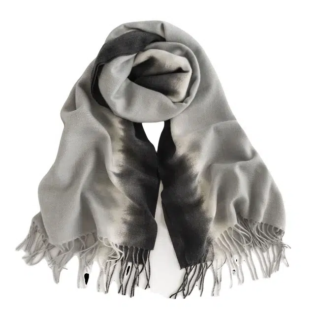 木林森 优雅渐变高级感保暖 绒线围巾 男女同款情侣款