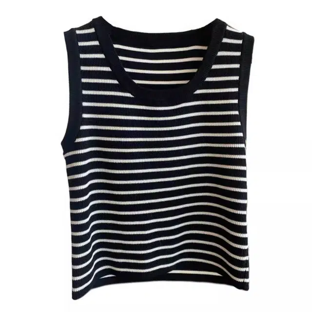 水中花 小香风条纹镂空外穿亲肤舒适无袖吊带上衣背心 女款