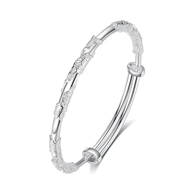 银千惠 新中式十二花神牡丹镯子 花丝缠绕浮雕繁花似锦手环 小众国风花开富贵推拉可调节首饰 送 女友生日纪念日礼品 手镯 女款 礼物礼盒