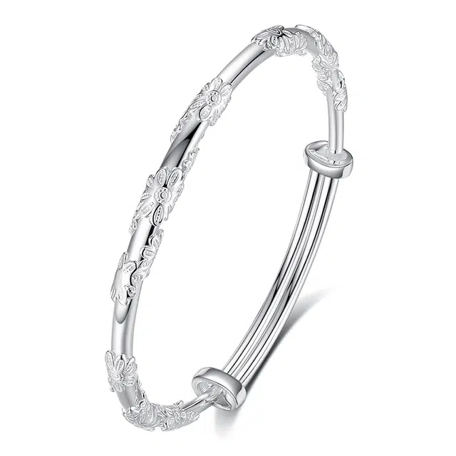 银千惠 新中式十二花神 菊花 镯子 花丝缠绕浮雕繁花似锦手环 女友生日纪念日礼品 小众推拉可调节首饰 国风花开富贵 手镯 女款 礼物礼盒