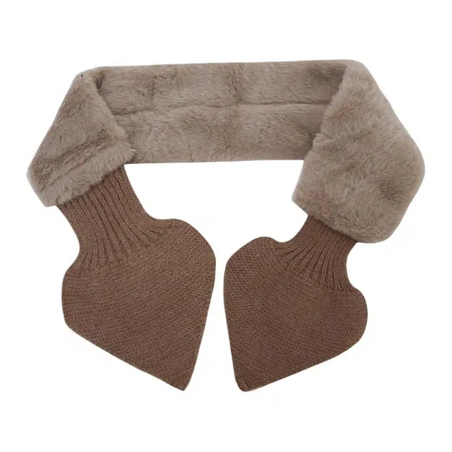 木林森 韩版针织拼接甜美加厚保暖 仿兔毛 绒线围巾 男女同款情侣款