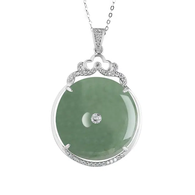 龙弗 新中式薄荷蔓波平安扣玉见平安轻奢高级感 糯冰 项链 女款