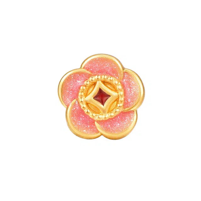 明牌珠宝 福粉花串珠 足金 一口价 黄金轻奢日常手串 女款