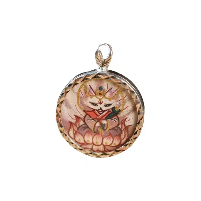 玉临门 国风 祥瑞气息 财源滚滚 美丽动人 民族风狐仙热贡手绘唐卡 合金 吊坠 男女同款情侣款 送 男 女朋友 七 夕礼 物 礼盒包装