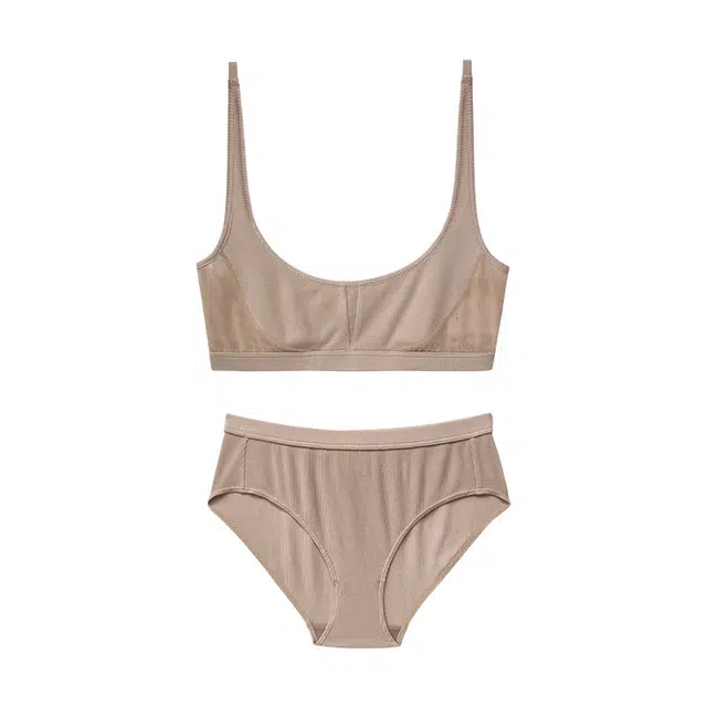 桑罗 纯色无钢圈背心式透气瑜伽女内衣裤套装