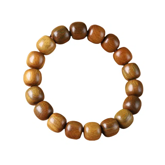 吉千年 老型桶珠 檀木 木质手串 男女同款情侣款 绿檀