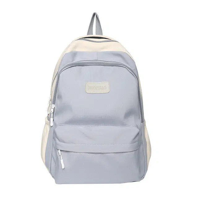 爱尔绅特 轻便百搭时尚韩版简约初高中生书包 尼龙 双肩包 常规 男女同款情侣款 白色/黑色