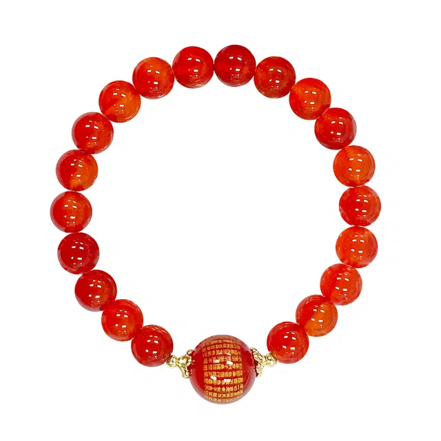 九隆古 心经 平安喜乐 复古文艺风森系禅味新中式 佛珠手链 玛瑙 玉石手串 男女同款情侣款