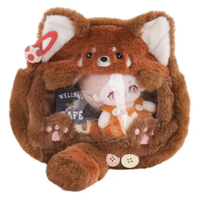 抱竹 古力古力 小熊猫痛包 可爱百搭玩偶包 聚酯纤维 斜挎包 常规 女款 棕色