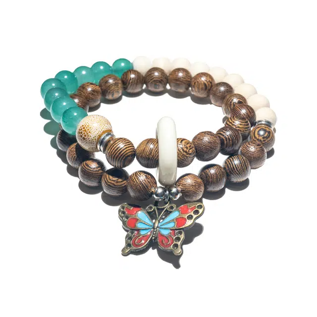 周帝王 平安喜乐蝴蝶 檀木 手串 男女同款情侣款