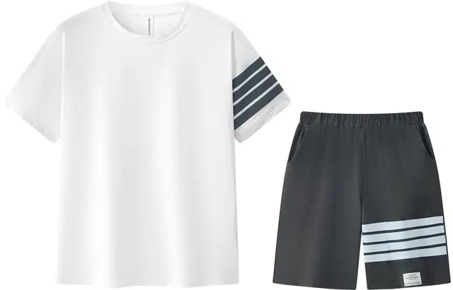 宫蝶 纯棉家居服简约可外穿大码休闲短袖凉感 睡衣套装 男款 白色