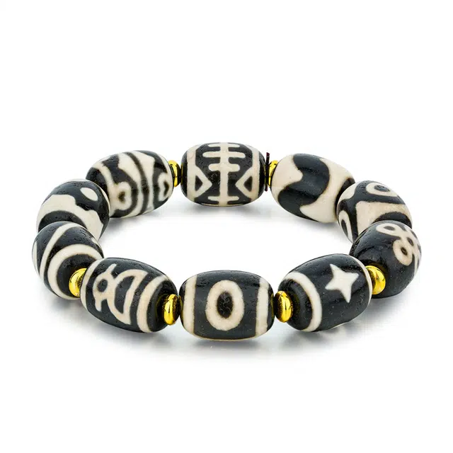 佐卡伊 黑白多宝天珠 藏式国潮国风编织小众高级感情侣招财平安 玛瑙 手串 男女同款情侣款