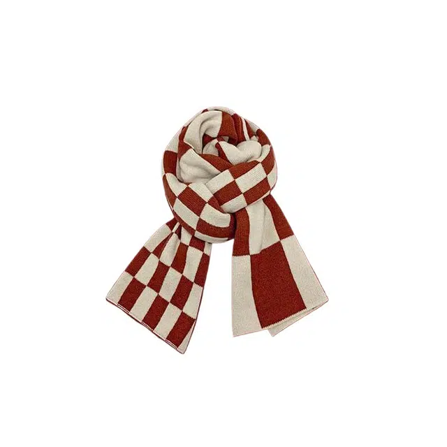 木林森 针织保暖格子毛绒 绒线围巾 男女同款情侣款