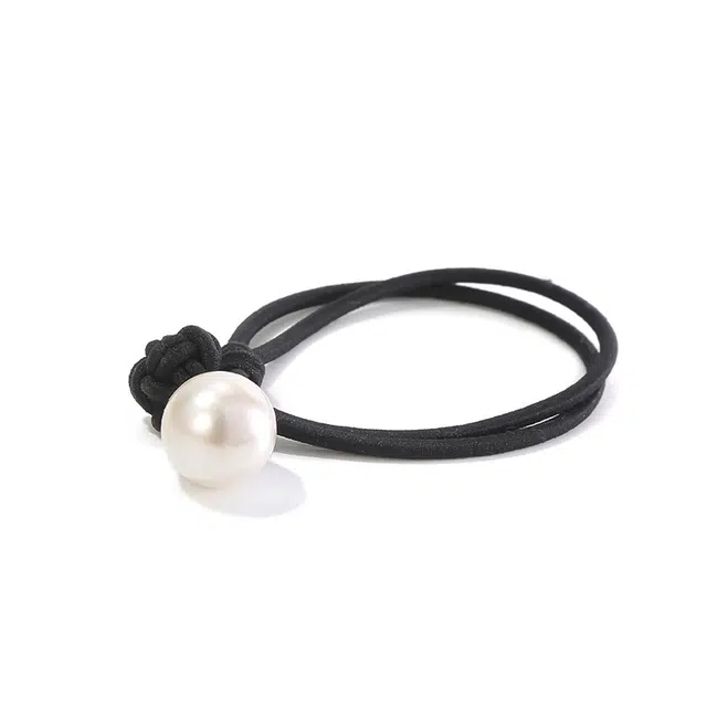 如花梦 百搭中国结发圈 日常通勤扎头发发绳 简约珍珠高弹力头绳 女款