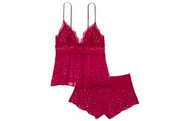 Victoria's Secret Satin Lace Loungewear Set Purple