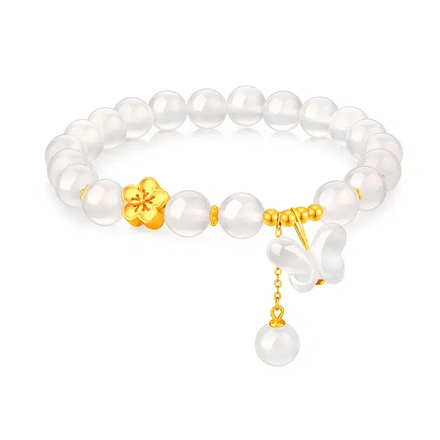 梦金园 在逃公主蝴蝶 精致纯欲甜美转运桃花 赠精美花束礼盒 玉髓 玉石手串 女款