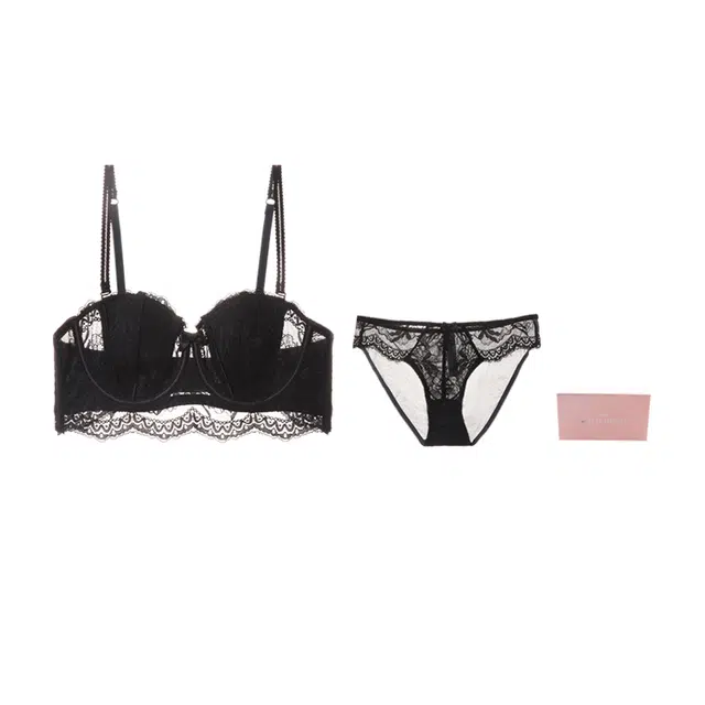 内在密码 兔耳朵超薄蕾丝大胸显小内衣女性感聚拢文胸套装 礼盒装