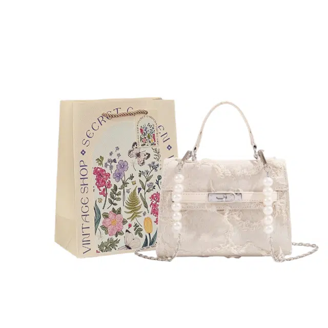 爱尔绅特 复古珍珠链条质感 牛仔布 斜挎包 常规 女款 多色