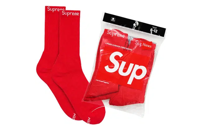 Supreme Week 1 x Hanes Crew Socks (4 Pack) Red 4