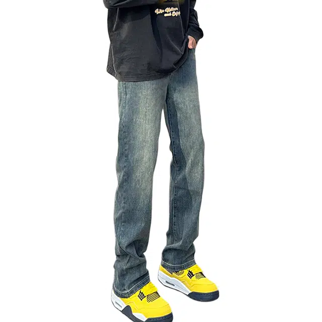 单爵 美式复古高街风多风格融合休闲百搭裤子牛仔裤 男女同款