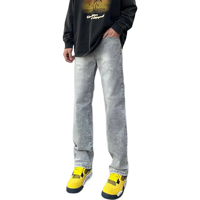 单爵 美式复古高街风多风格融合休闲百搭裤子牛仔裤 男女同款