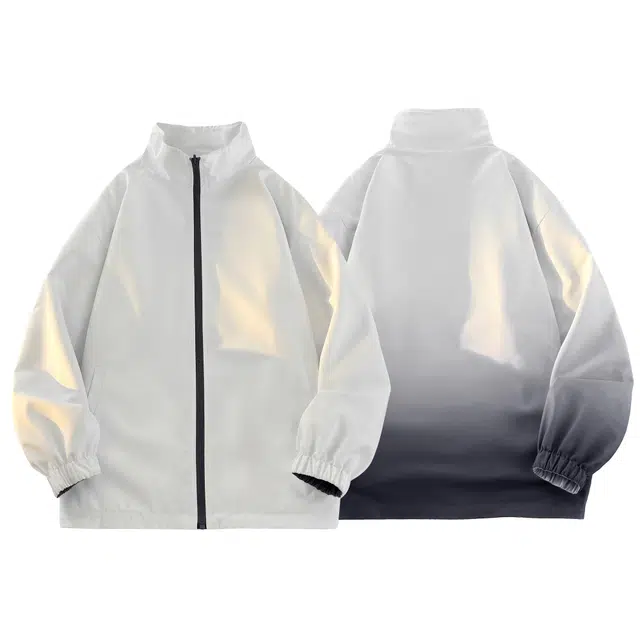 稻草人 双面穿美式渐变简约基础拉链工装运动服宽松休闲户外跑步夹克外套 男女同款