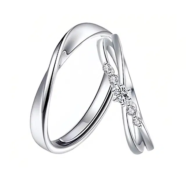 尚仟伊 满糖甜心 莫比乌斯环心形满钻镶嵌宝石开口可调节对戒 精致甜美小众设计感 锆石 戒指 男女同款情侣款