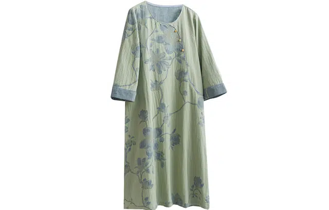 怡吾色 新中式纯棉国花系列家居服睡裙 文艺风中袖可外穿睡衣 女款内衣 女款