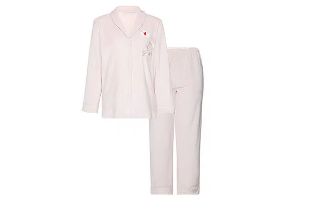 橡柠派 可爱猫睡衣女秋冬可外穿刺绣保暖开衫分身家居服套装