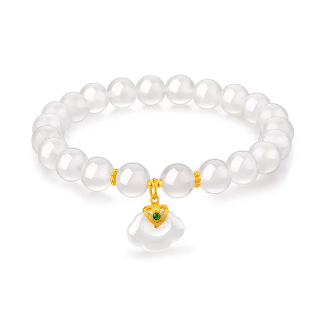 梦金园 如意系列 新中式国潮吉祥如意祥云串珠 温润气质转运手饰 玉髓 玉石手串 女款