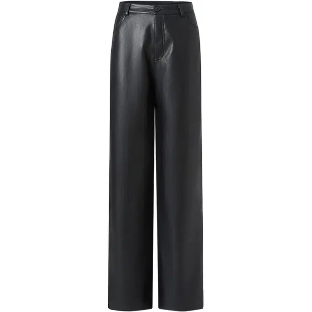 她池 街头风高腰阔腿宽松长裤休闲裤 女款 黑色