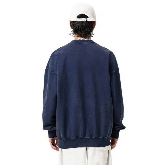 【dme】 重磅纯色简约百搭圆领宽松美式街头休闲卫衣 男女同款