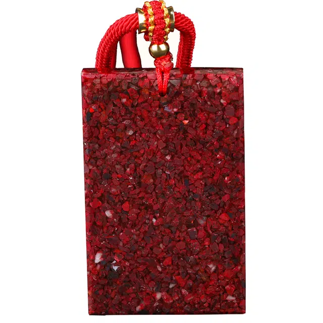 豆蔻时光 高含量精品晶体砂新中式国潮吉祥寓意平安无事牌 再造辰砂朱砂 玉石吊坠 男女同款情侣款