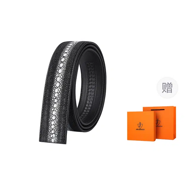 杰伦欧斯 无头真皮可配平滑扣自动扣 珍珠鱼皮 皮带 男款
