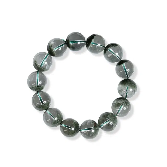 祥燕 精选高端新中式国潮聚宝盆绿幽灵招财纳福能量转运串 水晶 玉石手串 男女同款情侣款