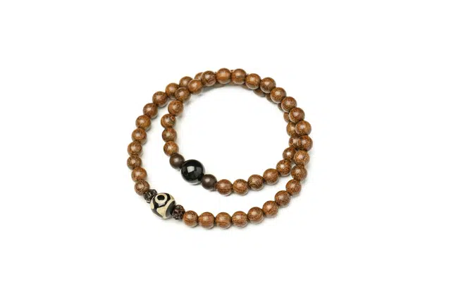 三檀小舍 国风国潮 天珠双圈叠戴 金丝檀木 木作手串 男女同款情侣款